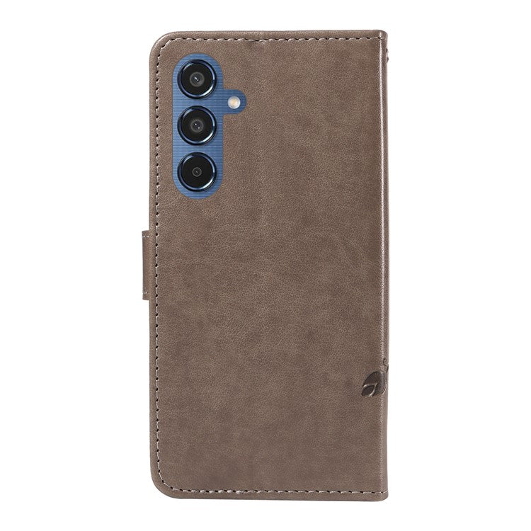 For Samsung Galaxy M35 5G PU Leather Cases Flower Pattern Wallet Stand Phone Cover with Strap - Grey