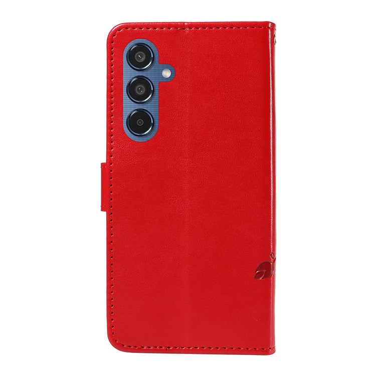 For Samsung Galaxy M35 5G PU Leather Cases Flower Pattern Wallet Stand Phone Cover with Strap - Red