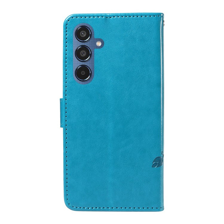 For Samsung Galaxy M35 5G PU Leather Cases Flower Pattern Wallet Stand Phone Cover with Strap - Blue
