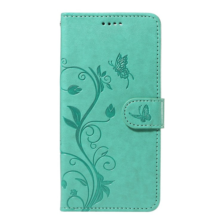 For Samsung Galaxy M35 5G PU Leather Cases Flower Pattern Wallet Stand Phone Cover with Strap - Green