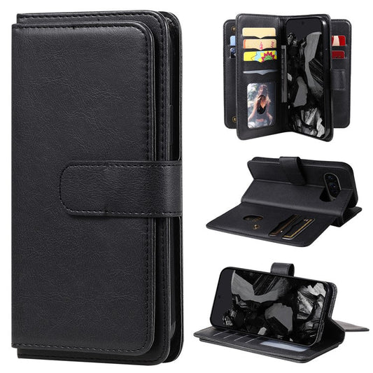 KT Multi-Functional Series-1 For Google Pixel 9 Pro XL Case 10 Card Holder Stand Folio PU Leather Phone Cover - Black
