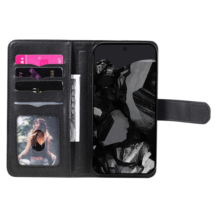 KT Multi-Functional Series-1 For Google Pixel 9 Pro XL Case 10 Card Holder Stand Folio PU Leather Phone Cover - Black