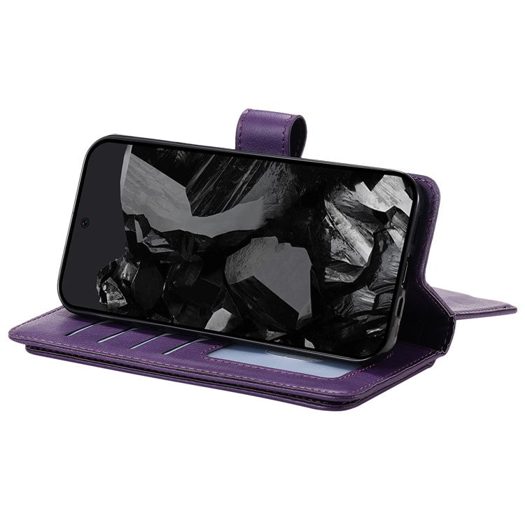 KT Multi-Functional Series-1 For Google Pixel 9 Pro XL Case 10 Card Holder Stand Folio PU Leather Phone Cover - Purple