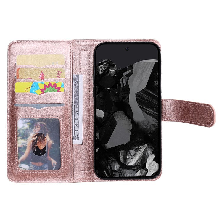 KT Multi-Functional Series-1 For Google Pixel 9 Pro XL Case 10 Card Holder Stand Folio PU Leather Phone Cover - Rose Gold
