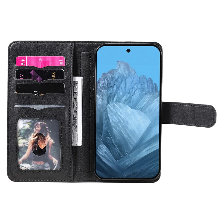 KT Multi-Functional Series-1 For Google Pixel 9 / Pixel 9 Pro Case 10 Card Holder Leather Phone Cover Stand Book Style - Black