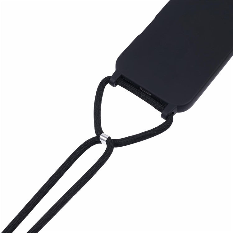 For iPhone 16 Plus Case TPU Protective Crossbody Lanyard Phone Cover - Black