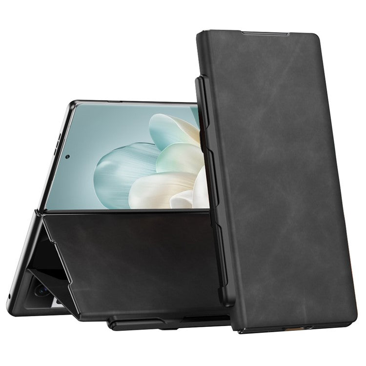 For Honor Magic Vs3 5G Case Stand Leather Phone Cover with Stylus and Stylus Slot - Black