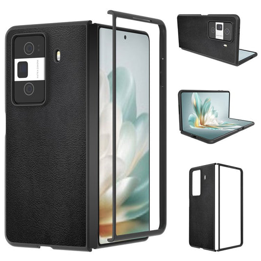 For Honor Magic Vs3 5G Case PU Leather Coated Hard PC Protective Phone Cover - Black
