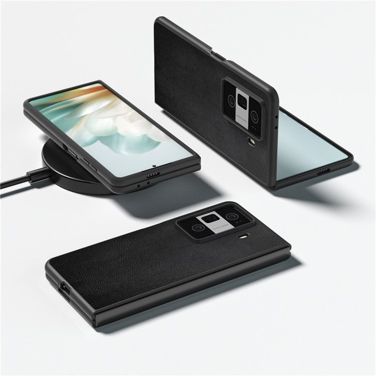 For Honor Magic Vs3 5G Case PU Leather Coated Hard PC Protective Phone Cover - Black