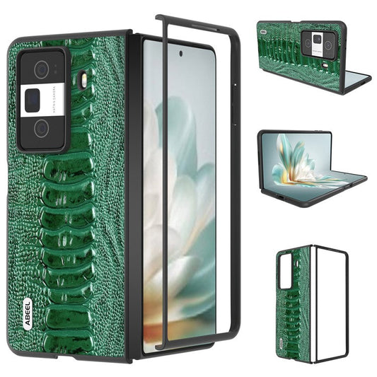 ABEEL For Honor Magic Vs3 5G Case Crocodile Texture Genuine Cow Leather Back Cover - Green