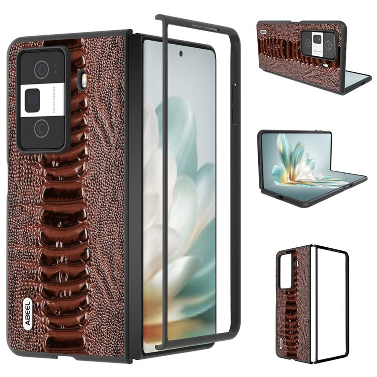 ABEEL For Honor Magic Vs3 5G Case Crocodile Texture Genuine Cow Leather Back Cover - Coffee