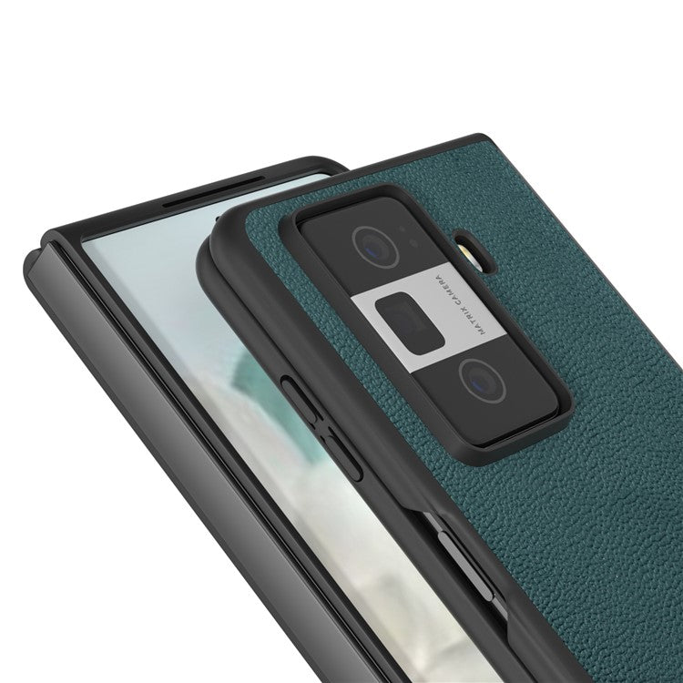 ABEEL For Honor Magic Vs3 5G Case Genuine Cow Leather Hard PC Phone Back Cover - Midnight Green