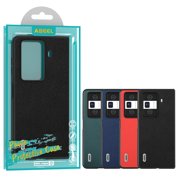 ABEEL For Honor Magic Vs3 5G Case Genuine Cow Leather Hard PC Phone Back Cover - Midnight Green