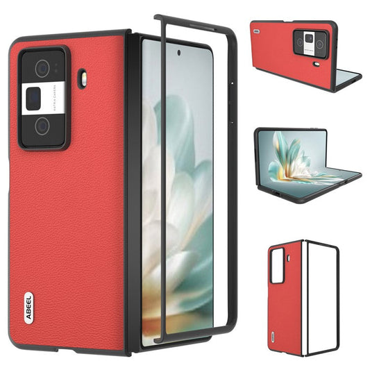 ABEEL For Honor Magic Vs3 5G Case Genuine Cow Leather Hard PC Phone Back Cover - Red