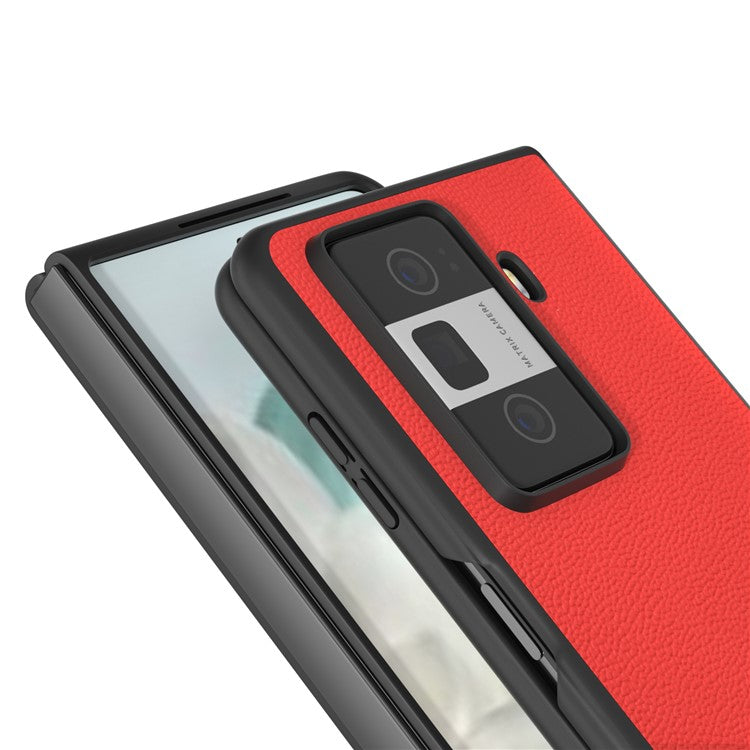 ABEEL For Honor Magic Vs3 5G Case Genuine Cow Leather Hard PC Phone Back Cover - Red