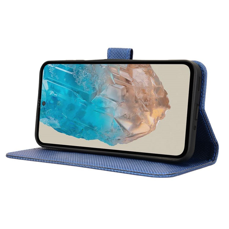 For Samsung Galaxy M35 5G Case Diamond Texture PU Leather Phone Cover - Blue