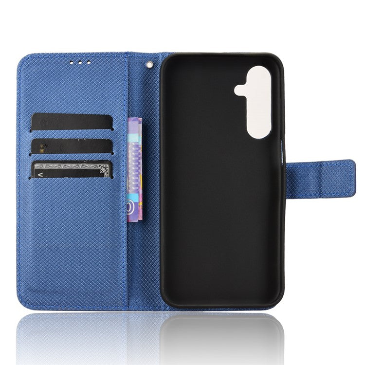 For Samsung Galaxy M35 5G Case Diamond Texture PU Leather Phone Cover - Blue
