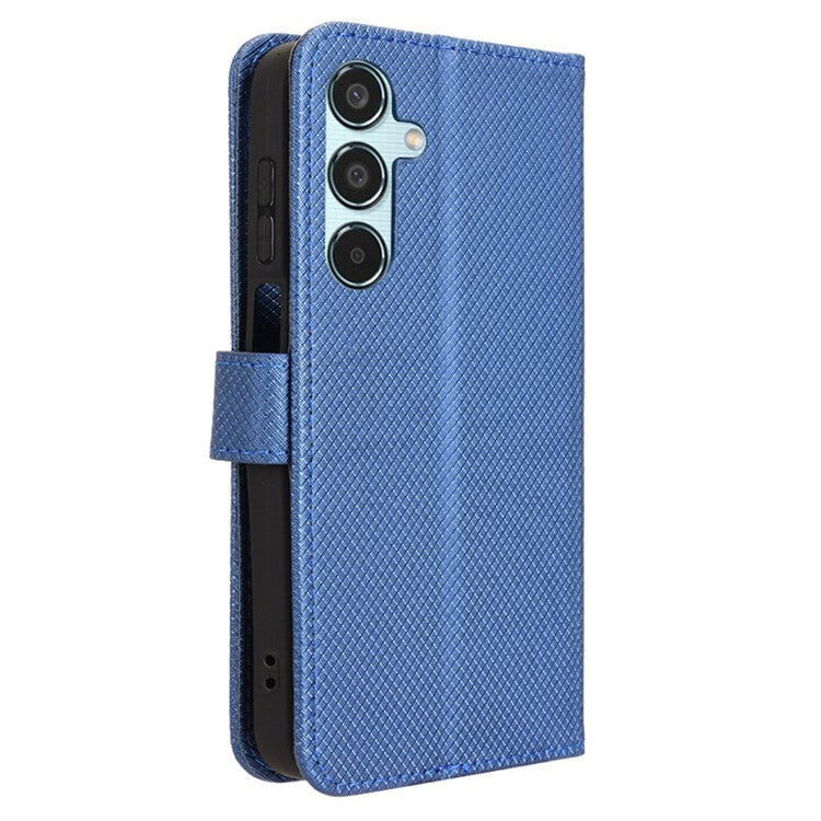 For Samsung Galaxy M35 5G Case Diamond Texture PU Leather Phone Cover - Blue