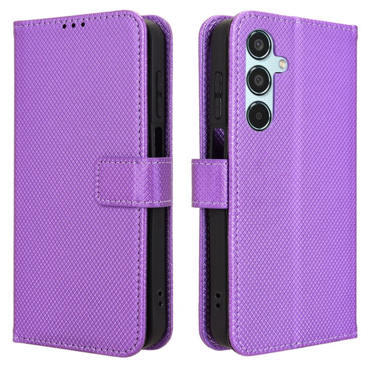 For Samsung Galaxy M35 5G Case Diamond Texture PU Leather Phone Cover - Purple