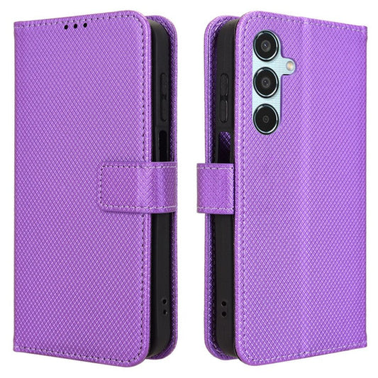 For Samsung Galaxy M35 5G Case Diamond Texture PU Leather Phone Cover - Purple