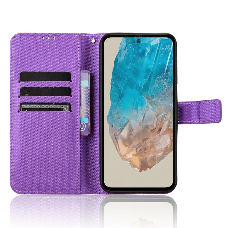 For Samsung Galaxy M35 5G Case Diamond Texture PU Leather Phone Cover - Purple