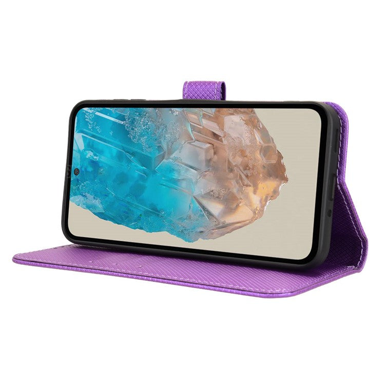 For Samsung Galaxy M35 5G Case Diamond Texture PU Leather Phone Cover - Purple