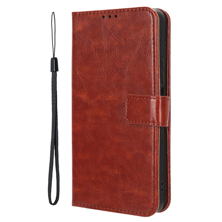 For Samsung Galaxy M35 5G Wallet Case Crazy Horse Texture Leather Stand Phone Cover - Brown