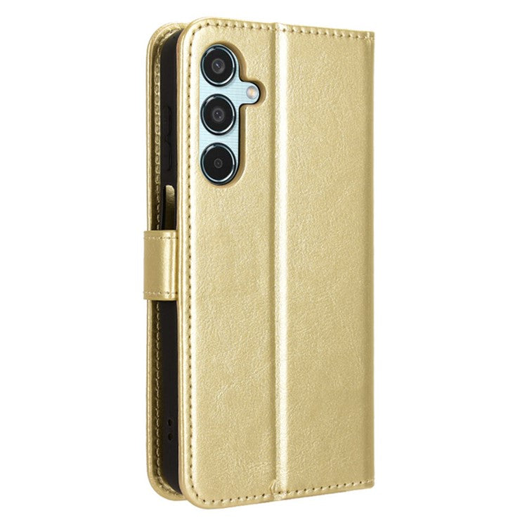 For Samsung Galaxy M35 5G Wallet Case Crazy Horse Texture Leather Stand Phone Cover - Gold