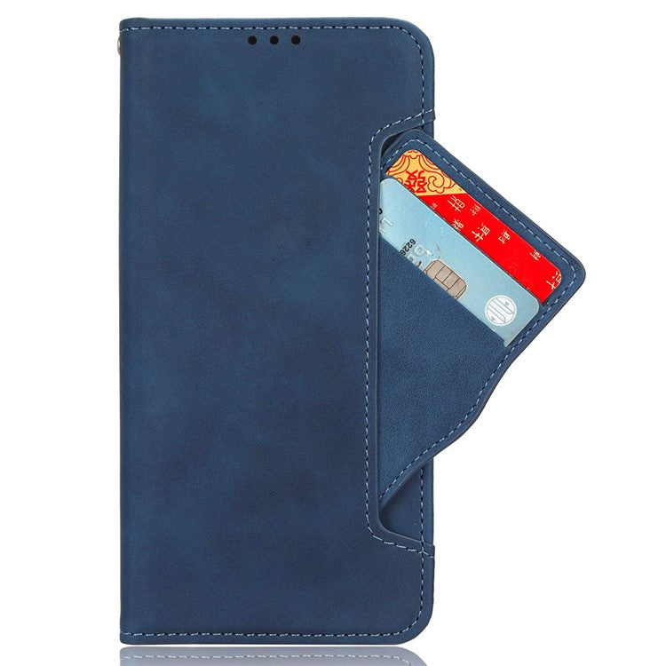 For Samsung Galaxy M35 5G Stand Case Multiple Card Slots Leather Wallet Phone Cover - Blue