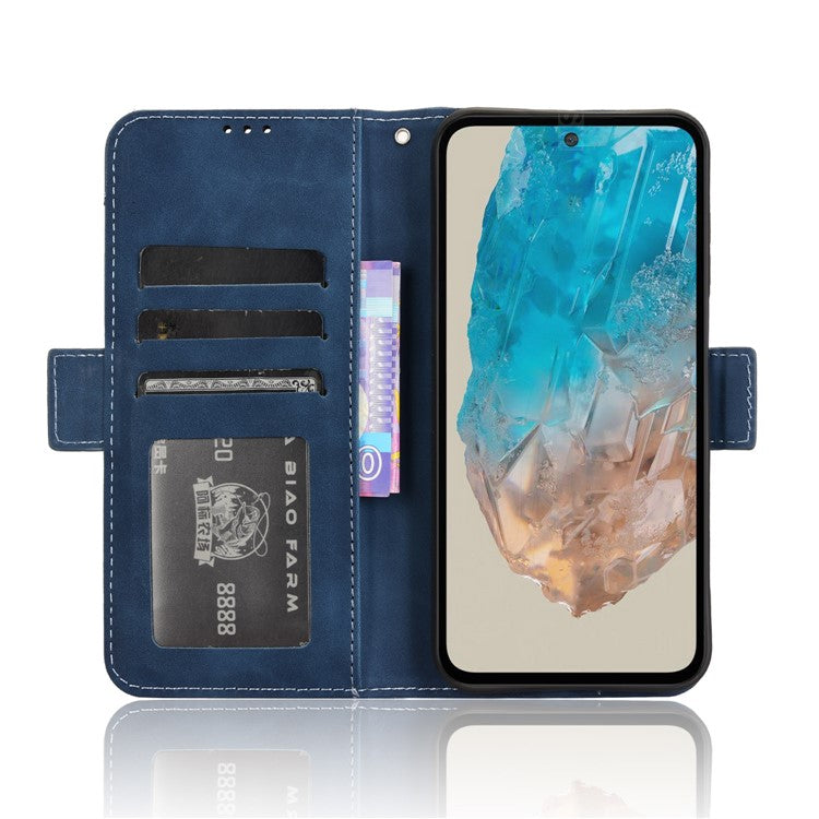 For Samsung Galaxy M35 5G Stand Case Multiple Card Slots Leather Wallet Phone Cover - Blue