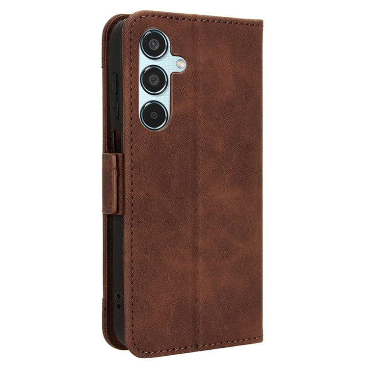 For Samsung Galaxy M35 5G Stand Case Multiple Card Slots Leather Wallet Phone Cover - Brown