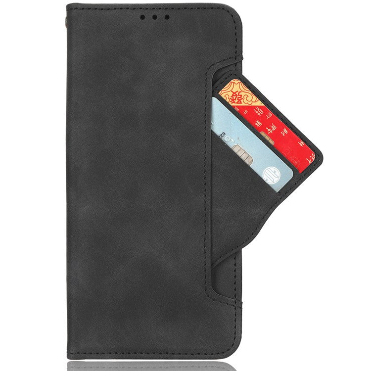 For Samsung Galaxy M35 5G Stand Case Multiple Card Slots Leather Wallet Phone Cover - Black