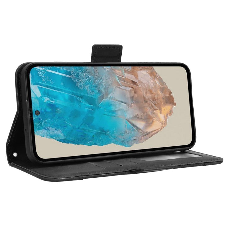 For Samsung Galaxy M35 5G Stand Case Multiple Card Slots Leather Wallet Phone Cover - Black