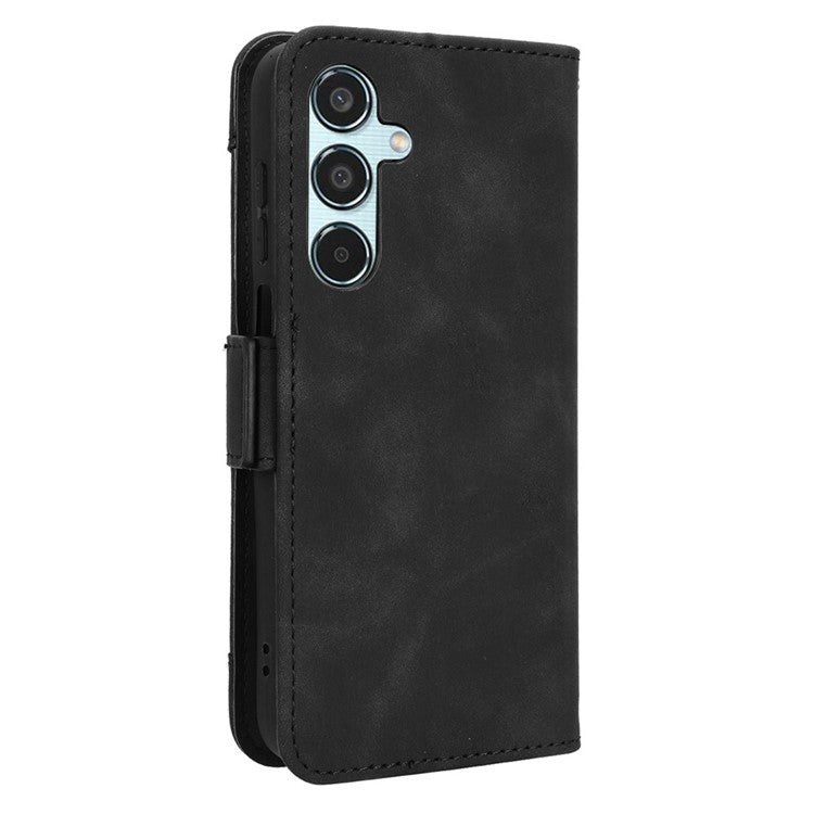 For Samsung Galaxy M35 5G Stand Case Multiple Card Slots Leather Wallet Phone Cover - Black