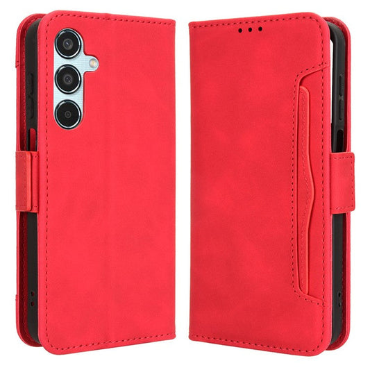 For Samsung Galaxy M35 5G Stand Case Multiple Card Slots Leather Wallet Phone Cover - Red