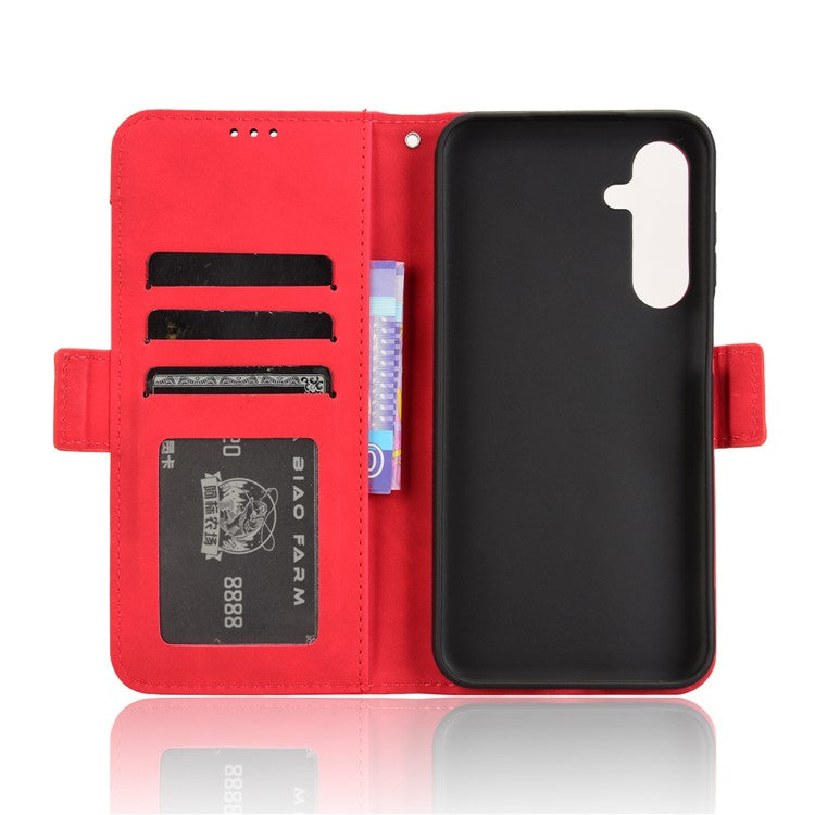 For Samsung Galaxy M35 5G Stand Case Multiple Card Slots Leather Wallet Phone Cover - Red
