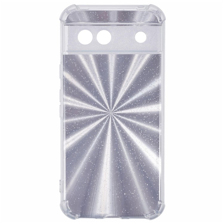 For Google Pixel 8a Case Reinforced Corners TPU Phone Cover with Card Paper - Aurora Silver