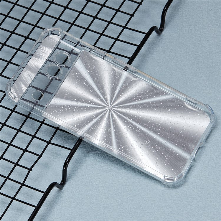 For Google Pixel 8a Case Reinforced Corners TPU Phone Cover with Card Paper - Aurora Silver