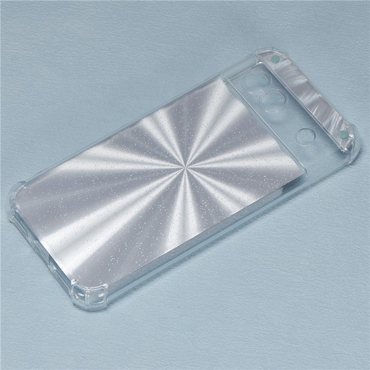 For Google Pixel 8a Case Reinforced Corners TPU Phone Cover with Card Paper - Aurora Silver