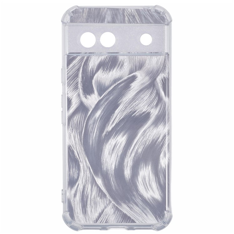 For Google Pixel 8a Case Reinforced Corners TPU Phone Cover with Card Paper - Aurora Feather
