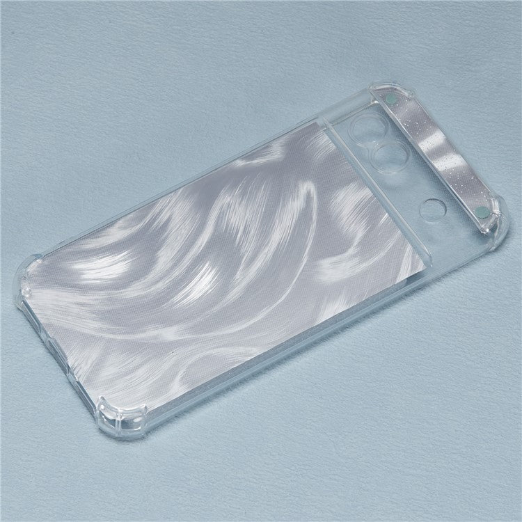 For Google Pixel 8a Case Reinforced Corners TPU Phone Cover with Card Paper - Aurora Feather