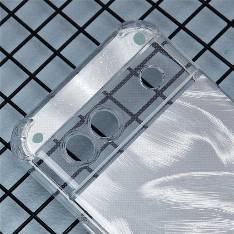 For Google Pixel 8a Case Reinforced Corners TPU Phone Cover with Card Paper - Aurora Feather