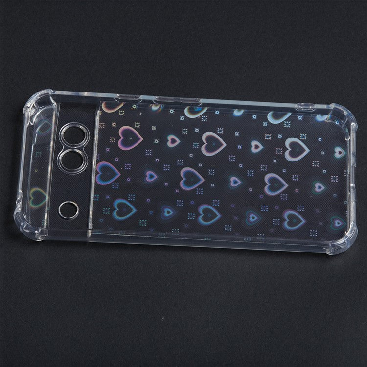 For Google Pixel 8a Case Reinforced Corners TPU Phone Cover with Card Paper - Love Heart