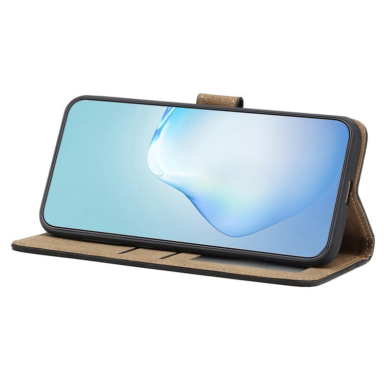 For Samsung Galaxy A23 5G (Global Version) / 4G Retro Style Anti-scratch Phone Wallet Case Skin-touch Feeling PU Leather Flip Cover Stand - Black