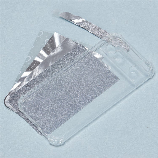 For Google Pixel 8a Phone Case Shockproof TPU Clear Back Cover with 4 Removable Papers