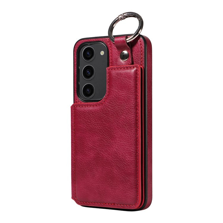 003 For Samsung Galaxy S23 Case Ring Buckle Anit-Fall Leather Phone Back Cover - Rose