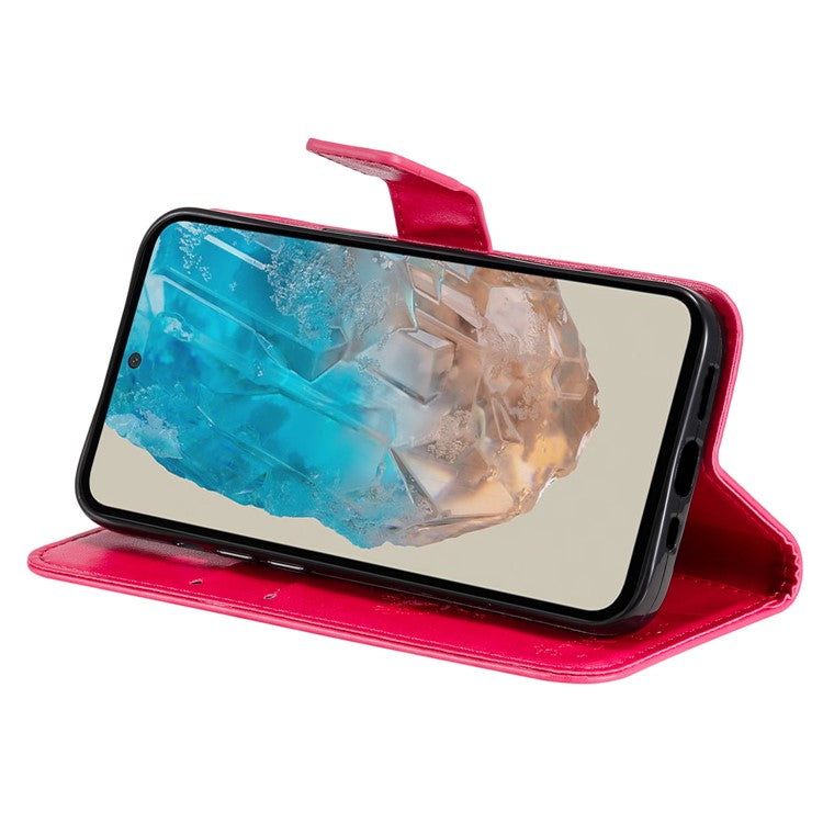 For Samsung Galaxy M35 5G Phone Case with Stand Cat Tree Pattern Leather Wallet Mobile Cover - Rose