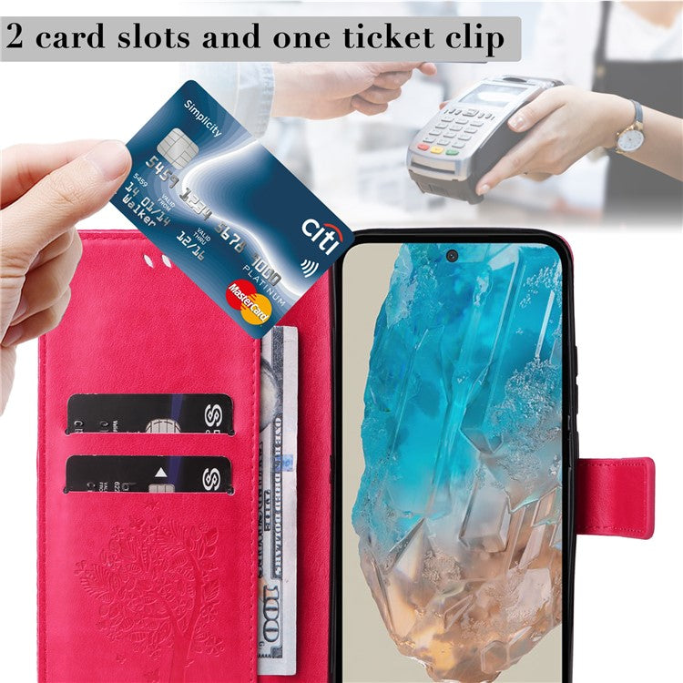 For Samsung Galaxy M35 5G Phone Case with Stand Cat Tree Pattern Leather Wallet Mobile Cover - Rose