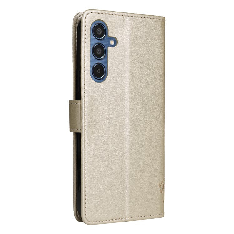 For Samsung Galaxy M35 5G Phone Case with Stand Cat Tree Pattern Leather Wallet Mobile Cover - Gold