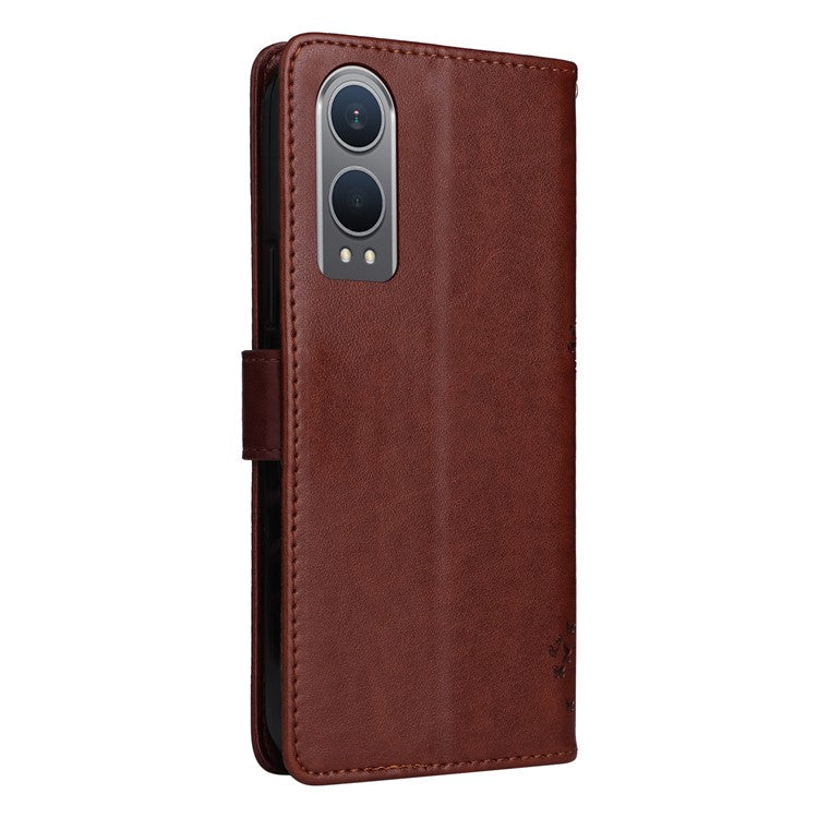 KT Imprinting Flower Series-3 For OnePlus Nord CE4 Lite 5G / Oppo K12x 5G (China) Case Wallet Leather Cat Tree Pattern Phone Cover - Coffee